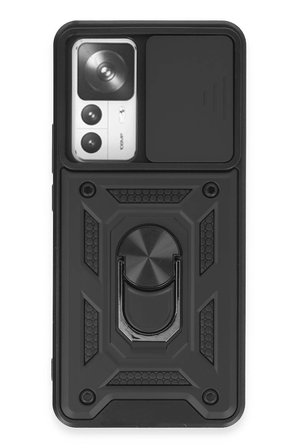 Uray store Xiaomi Mi 12T Pro Kılıf Pars Lens Yüzüklü Silikon - Siyah
