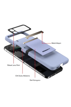 Uray store Samsung Galaxy Z Flip 4 Kılıf Belt Flip Kapak - Lacivert