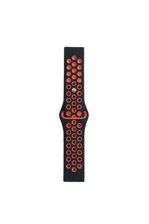 Uray store Watch 20mm Spor Delikli Kordon - Siyah-Kırmızı