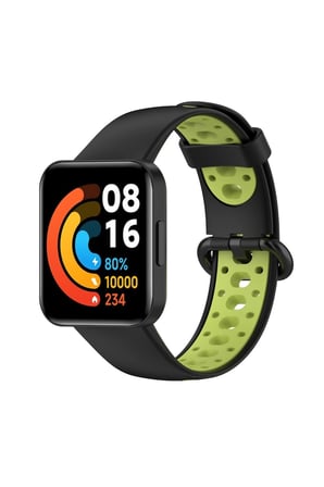 Uray store Xiaomi Redmi Watch 2 Spor Delikli Kordon - Siyah-Yeşil
