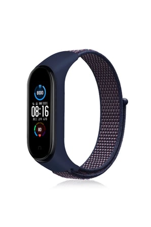 Uray store Xiaomi Mi Band 4 Hasırlı Cırtcırtlı Kordon - Lacivert-Mor