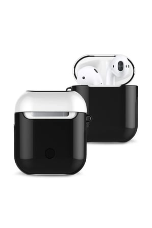 Uray store Apple Airpods 2 (2.nesil) 3in1 Kılıf - Siyah-Beyaz