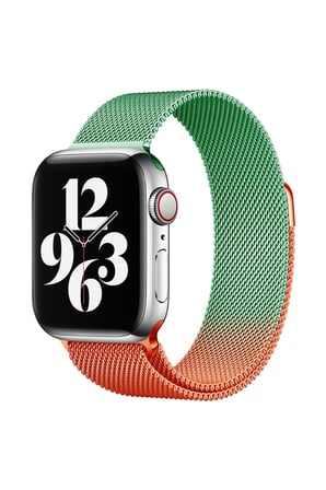 Uray store Apple Watch 38mm Metal Mıknatıslı Kordon - Turuncu-Yeşil