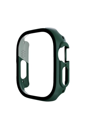 Uray store Apple Watch Ultra 49mm Desert Camlı Kasa Ekran Koruyucu - Koyu Yeşil