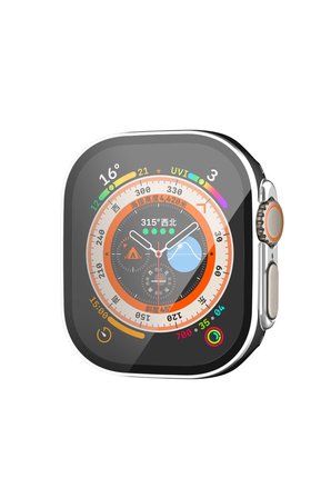 Uray store Apple Watch Ultra 49mm Legend Camlı Kasa Ekran Koruyucu - Siyah-Gümüş