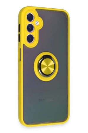 Uray store Samsung Galaxy A24 4G Kılıf Montreal Yüzüklü Silikon Kapak - Sarı