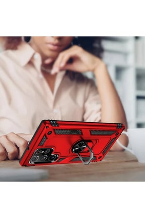 Uray store Samsung Galaxy A24 4G Kılıf Sofya Yüzüklü Silikon Kapak - Rose