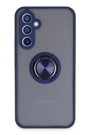 Uray store Samsung Galaxy A34 5G Kılıf Montreal Yüzüklü Silikon Kapak - Lacivert