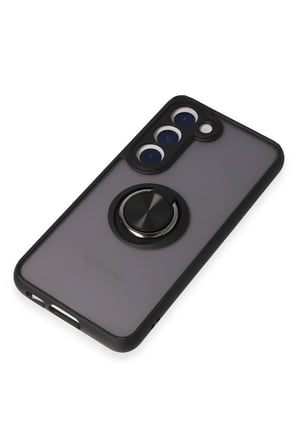 Uray store Samsung Galaxy S23 Kılıf Montreal Yüzüklü Silikon Kapak - Siyah