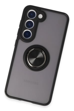 Uray store Samsung Galaxy S23 Kılıf Montreal Yüzüklü Silikon Kapak - Siyah