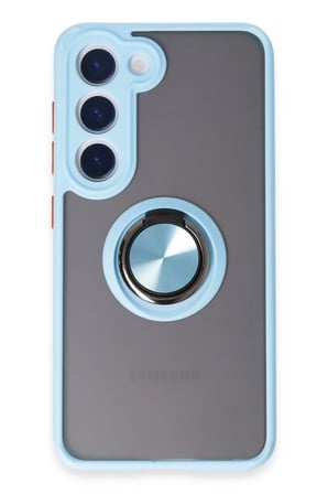 Uray store Samsung Galaxy S23 Kılıf Montreal Yüzüklü Silikon Kapak - Buz Mavi