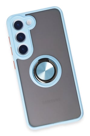 Uray store Samsung Galaxy S23 Kılıf Montreal Yüzüklü Silikon Kapak - Buz Mavi