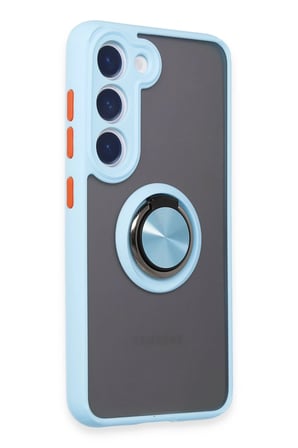 Uray store Samsung Galaxy S23 Kılıf Montreal Yüzüklü Silikon Kapak - Buz Mavi