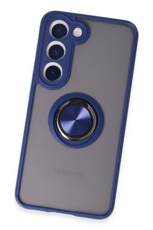 Uray store Samsung Galaxy S23 Kılıf Montreal Yüzüklü Silikon Kapak - Lacivert