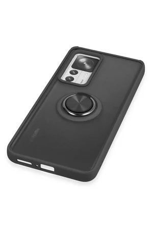 Uray store Xiaomi Mi 12T Pro Kılıf Montreal Yüzüklü Silikon Kapak - Siyah