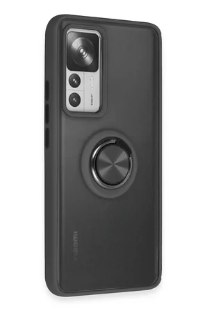 Uray store Xiaomi Mi 12T Pro Kılıf Montreal Yüzüklü Silikon Kapak - Siyah