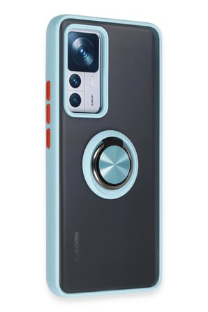 Uray store Xiaomi Mi 12T Pro Kılıf Montreal Yüzüklü Silikon Kapak - Buz Mavi