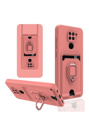Uray store Xiaomi Redmi Note 9 Kılıf Zuma Kartvizitli Yüzüklü Silikon - Pembe