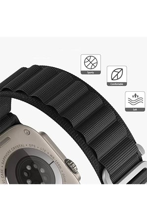 Uray store Apple Watch 38mm Mountain Kordon - Beyaz-Kırmızı