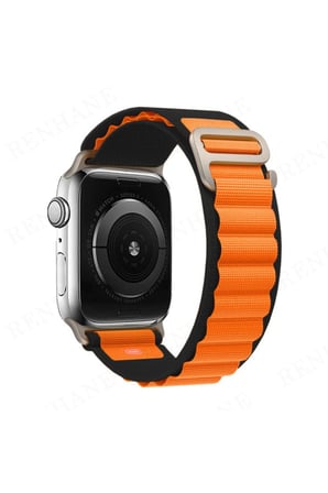 Uray store Apple Watch Ultra 49mm Mountain Kordon - Siyah-Turuncu