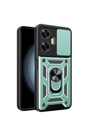 Uray store Realme C55 Kılıf Pars Lens Yüzüklü Silikon - Yeşil