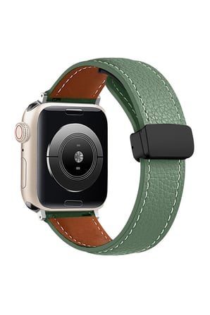Uray store Apple Watch 38mm KR414 Daks Deri Kordon - Koyu Yeşil