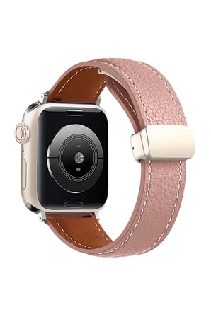 Uray store Apple Watch 42mm KR414 Daks Deri Kordon - Pembe