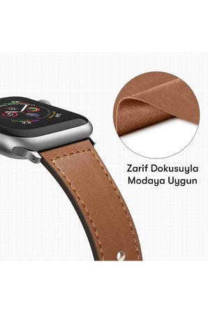 Uray store Apple Watch 42mm KR415 Luaz Deri Kordon - Kahverengi