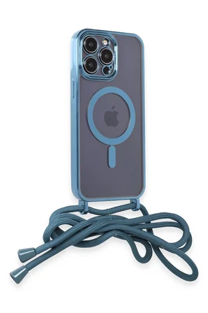 Uray store Apple iPhone 12 Pro Kılıf Divo Lazer Askılı Magsafe Kapak - Sierra Blue
