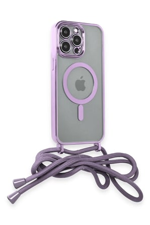 Uray store Apple iPhone 12 Pro Kılıf Divo Lazer Askılı Magsafe Kapak - Lila
