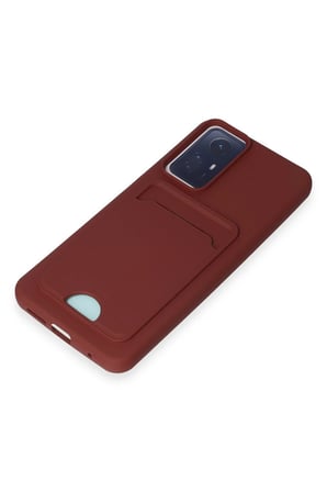 Uray store Xiaomi Redmi Note 12S Kılıf Kelvin Kartvizitli Silikon - Bordo