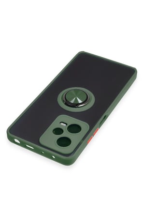Uray store Xiaomi Redmi Note 12 5G Kılıf Montreal Yüzüklü Silikon Kapak - Yeşil