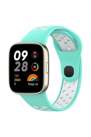 Uray store Xiaomi Redmi Watch 3 Spor Delikli Kordon - Turkuaz-Beyaz