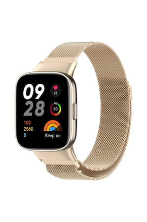 Uray store Xiaomi Redmi Watch 3 Metal Mıknatıslı Kordon - Metalik Gold