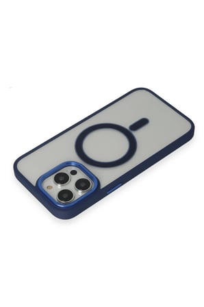 Uray store Apple iPhone 15 Pro Max Kılıf Room Magneticsafe Silikon - Lacivert