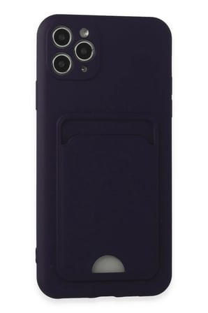 Uray store Apple iPhone 11 Pro Max Kılıf Kelvin Kartvizitli Silikon - Derin Mor