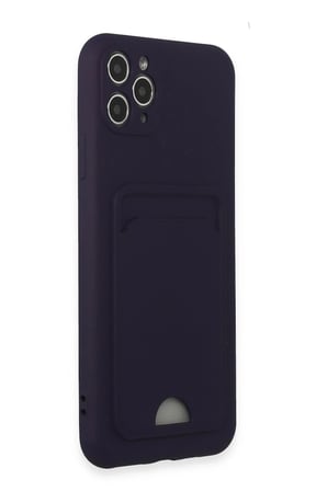 Uray store Apple iPhone 11 Pro Max Kılıf Kelvin Kartvizitli Silikon - Derin Mor