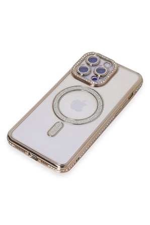 Uray store Apple iPhone 15 Pro Kılıf Joke Simli Magneticsafe Kılıf - Gold