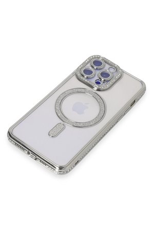 Uray store Apple iPhone 14 Pro Max Kılıf Joke Simli Magneticsafe Kılıf - Gümüş