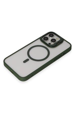 Joko Apple iPhone 15 Pro Max Kılıf Roblox Lens Magsafe Standlı Kapak - Koyu Yeşil