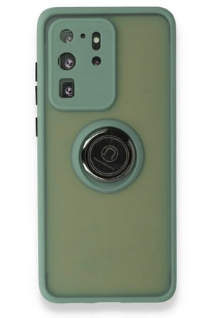 Uray store Samsung Galaxy S20 Ultra Kılıf Montreal Yüzüklü Silikon Kapak - Yeşil