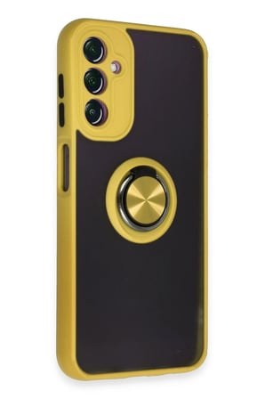Uray store Samsung Galaxy A14 4G Kılıf Montreal Yüzüklü Silikon Kapak - Sarı
