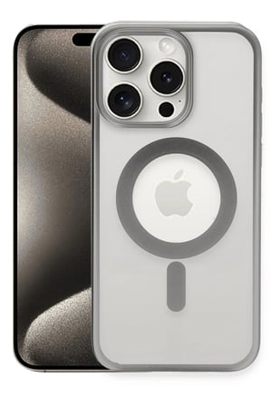 Uray store Apple iPhone 15 Pro Max Kılıf Erozi Magsafe Kapak - Gümüş