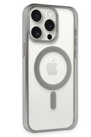 Uray store Apple iPhone 15 Pro Max Kılıf Erozi Magsafe Kapak - Gümüş