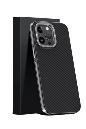 Joko Apple iPhone 15 Pro Max Kılıf Aramid 600D Kevlar Karbon Fiber Magsafe Kapak - Gri