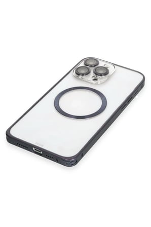 Joko Apple iPhone 15 Pro Max Kılıf Metal Bumper Magneticsafe Kapak - Lacivert