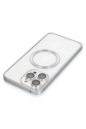 Joko Apple iPhone 15 Pro Max Kılıf Metal Bumper Magneticsafe Kapak - Gri