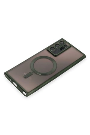 Uray store Samsung Galaxy Note 20 Ultra Kılıf Kross Magneticsafe Kapak - Koyu Yeşil