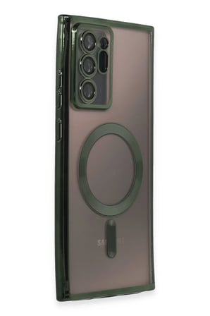 Uray store Samsung Galaxy Note 20 Ultra Kılıf Kross Magneticsafe Kapak - Koyu Yeşil