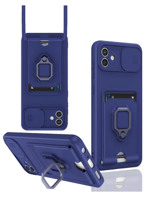 Uray store Samsung Galaxy A05 Kılıf Zuma Kartvizitli Yüzüklü Silikon - Lacivert